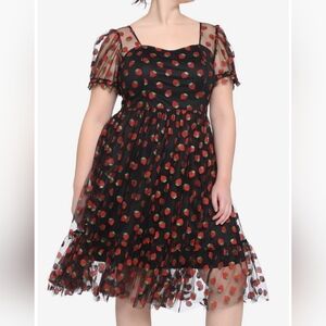 Strawberry Glitter Mesh Dress Plus Size 2X